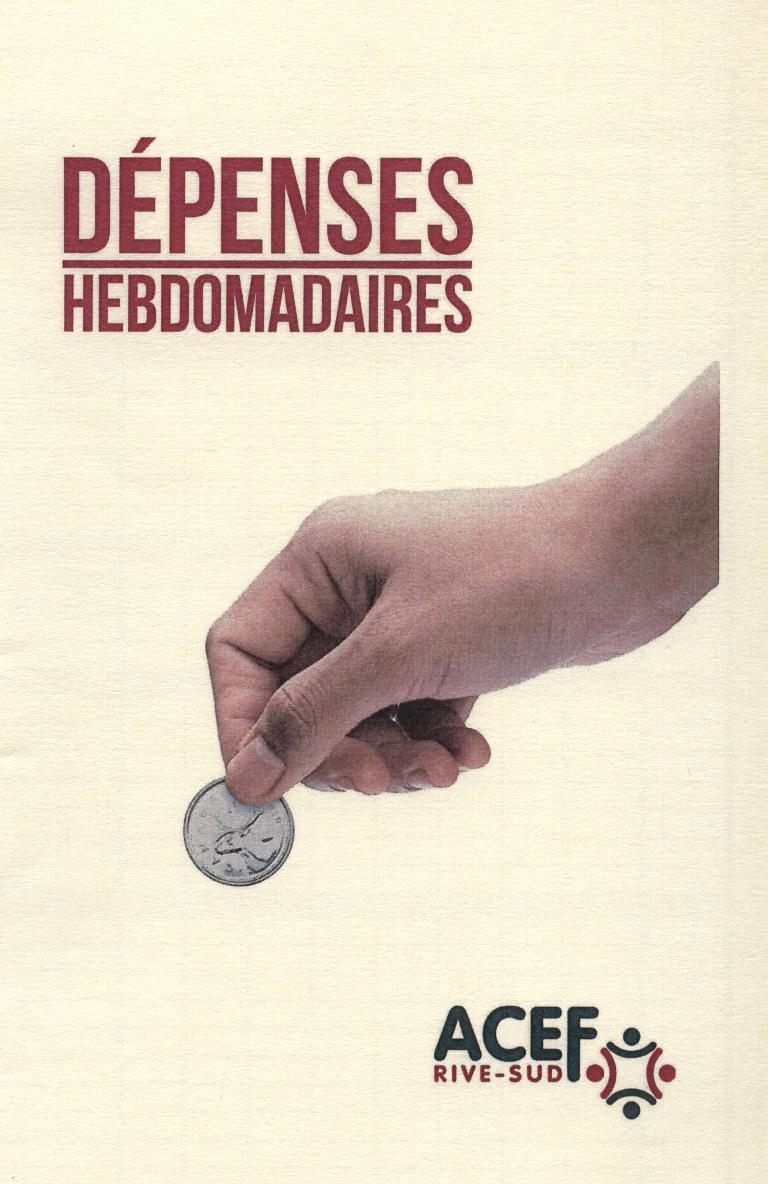 Page couverture : Cahier hebdomadaire des revenus et dépenses